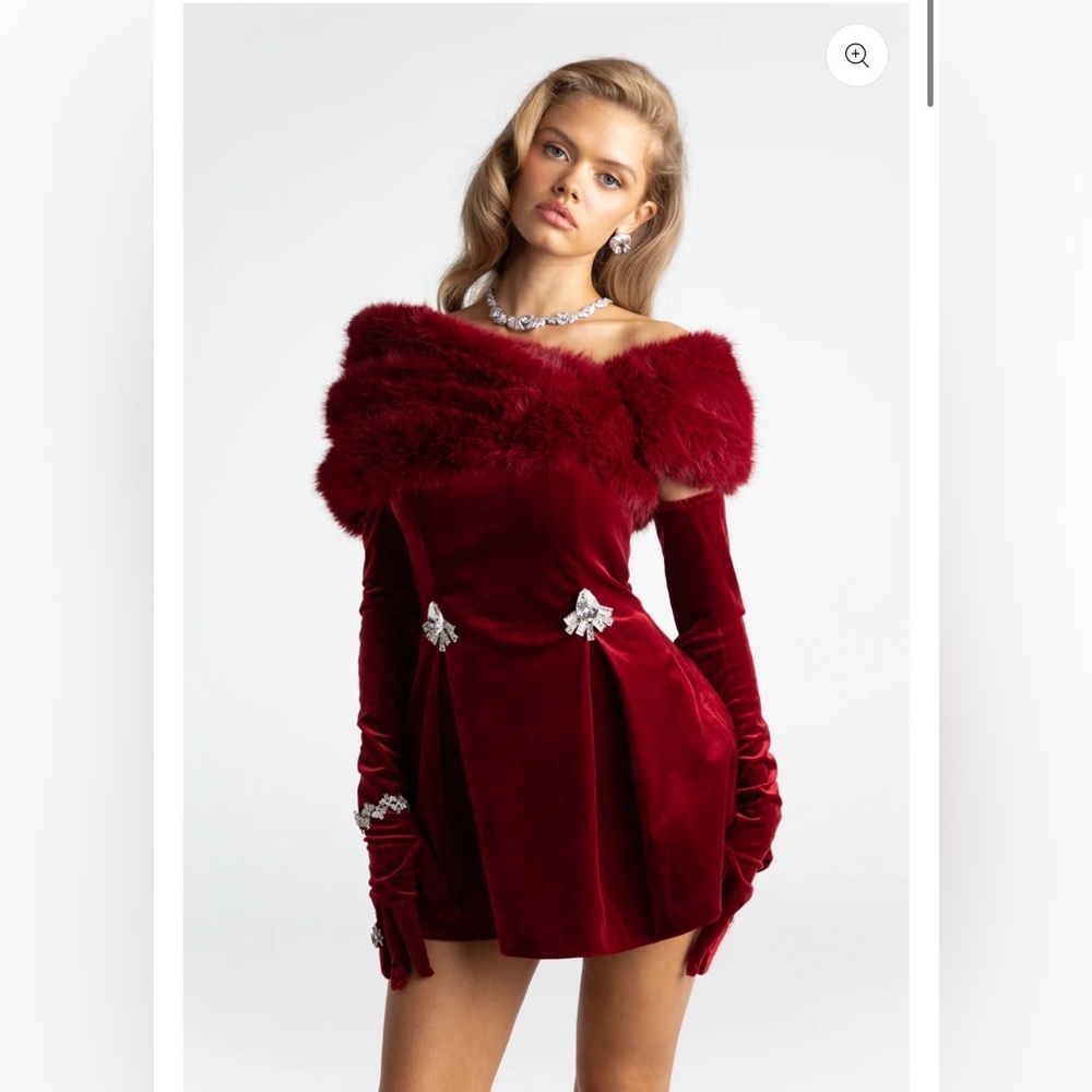 Nana Jacqueline Simone Velvet Red Dress Size S